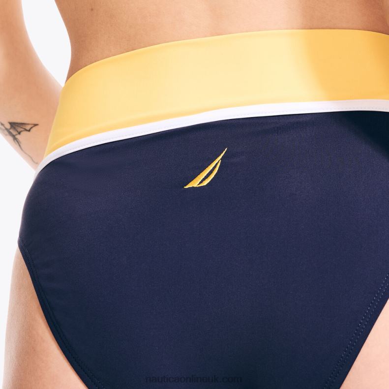 Nautica Colorblock Fold-Over Swim Brief L6J4L835 Buoy Yellow Women