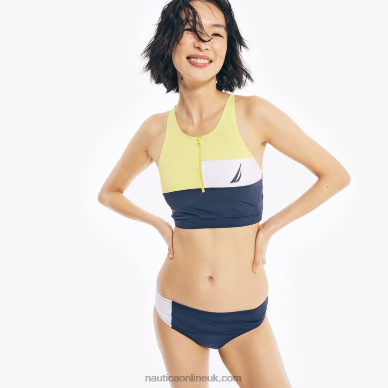 Nautica Colorblock Quarter-Zip Swim Top L6J4L1033 Blazing Yellow Women