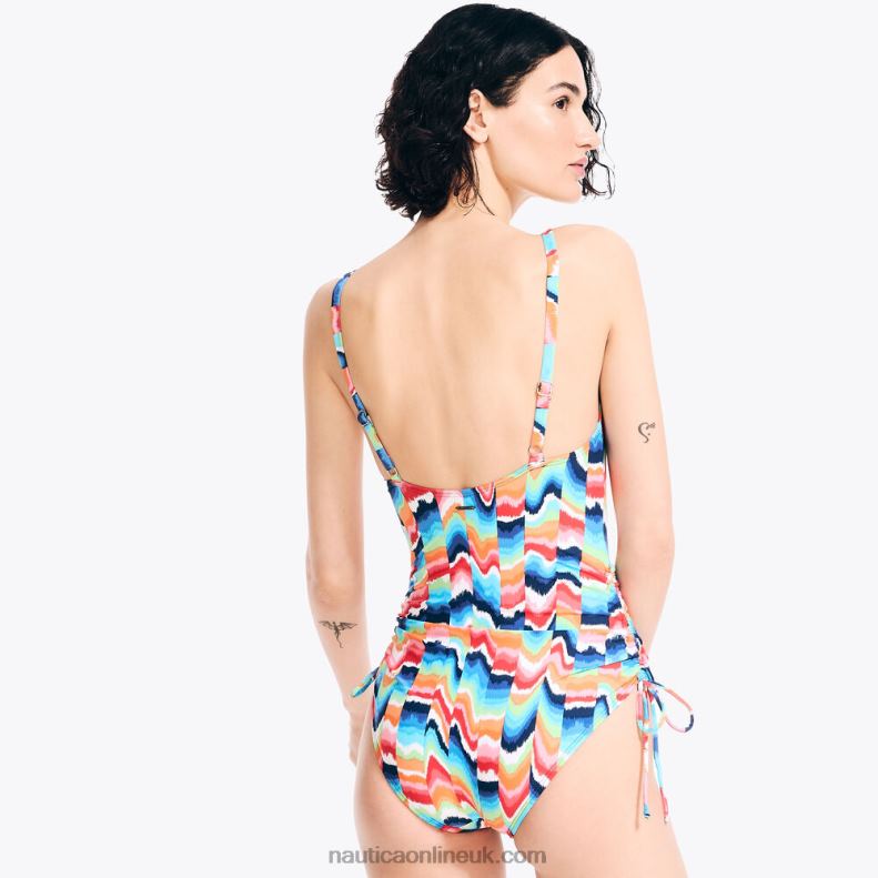 Nautica Printed One-Piece Swim L6J4L942 Stellar Blue Heather Women
