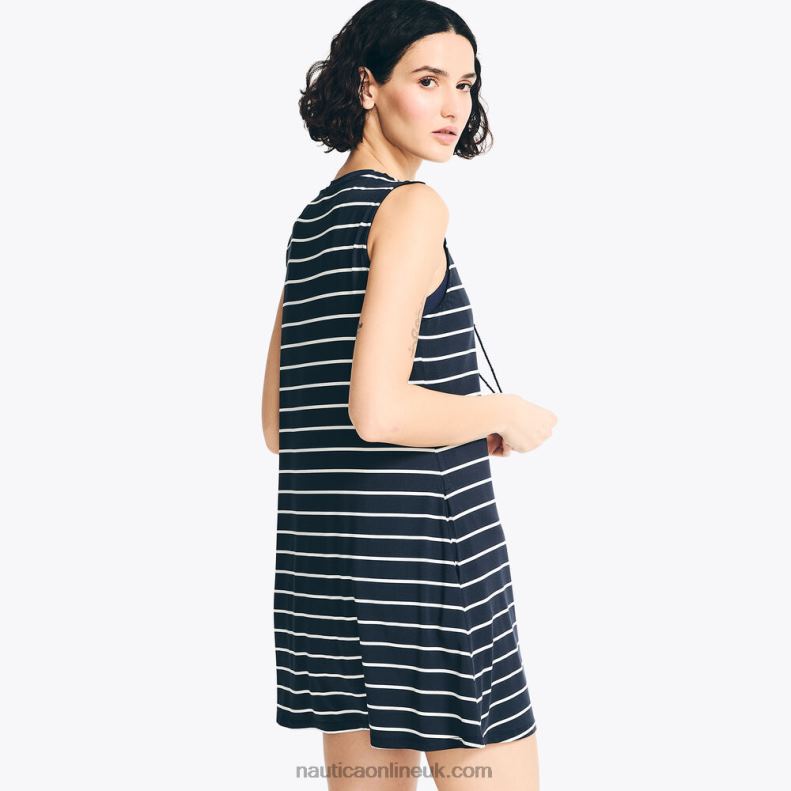 Nautica Striped Cover-Up Dress L6J4L839 Stellar Blue Heather Women