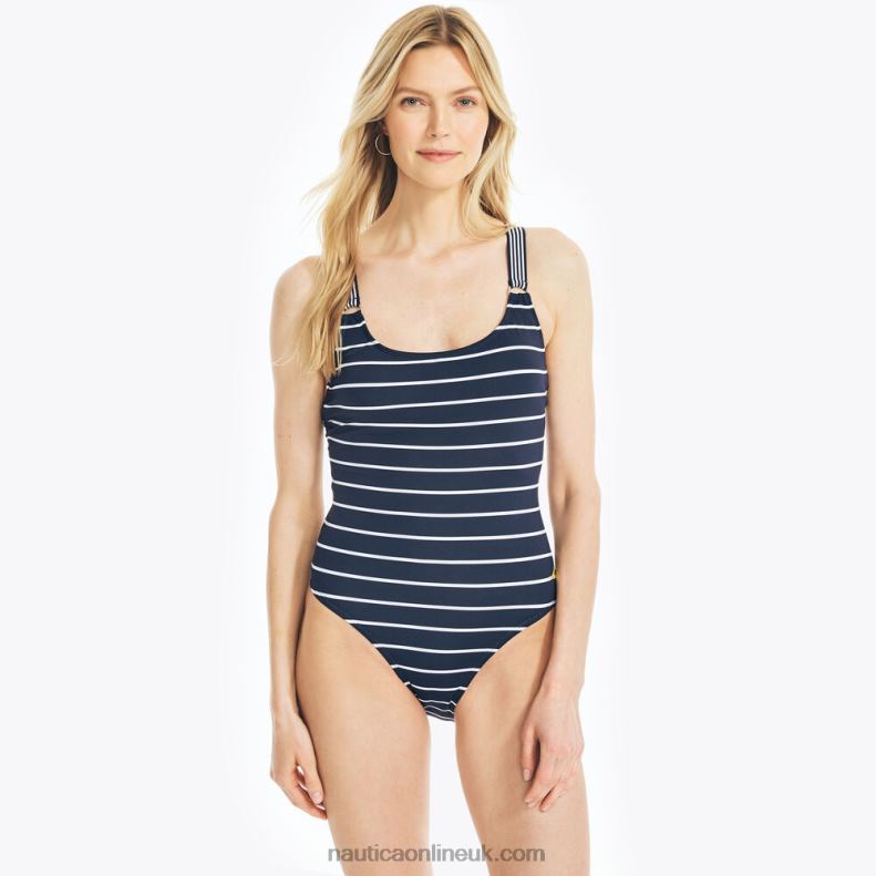 Nautica Striped Crossback One Piece L6J4L1039 Stellar Blue Heather Women