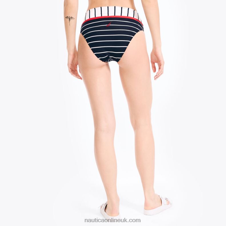Nautica Striped Fold-Over Swim Brief L6J4L981 Stellar Blue Heather Women