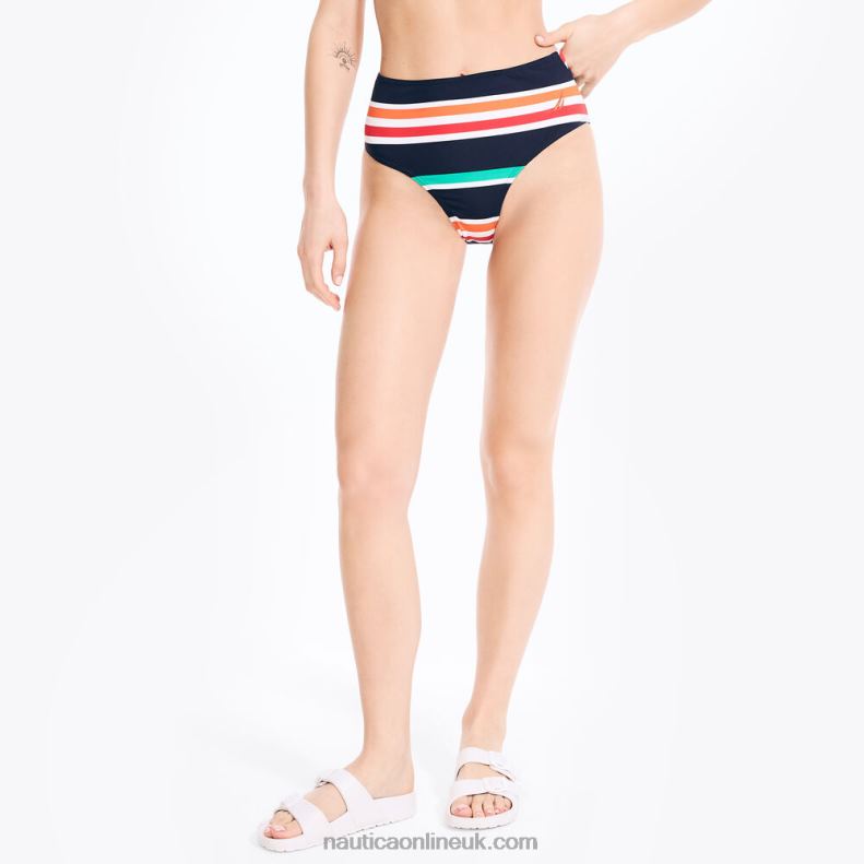 Nautica Striped Swim Brief L6J4L914 Stellar Blue Heather Women