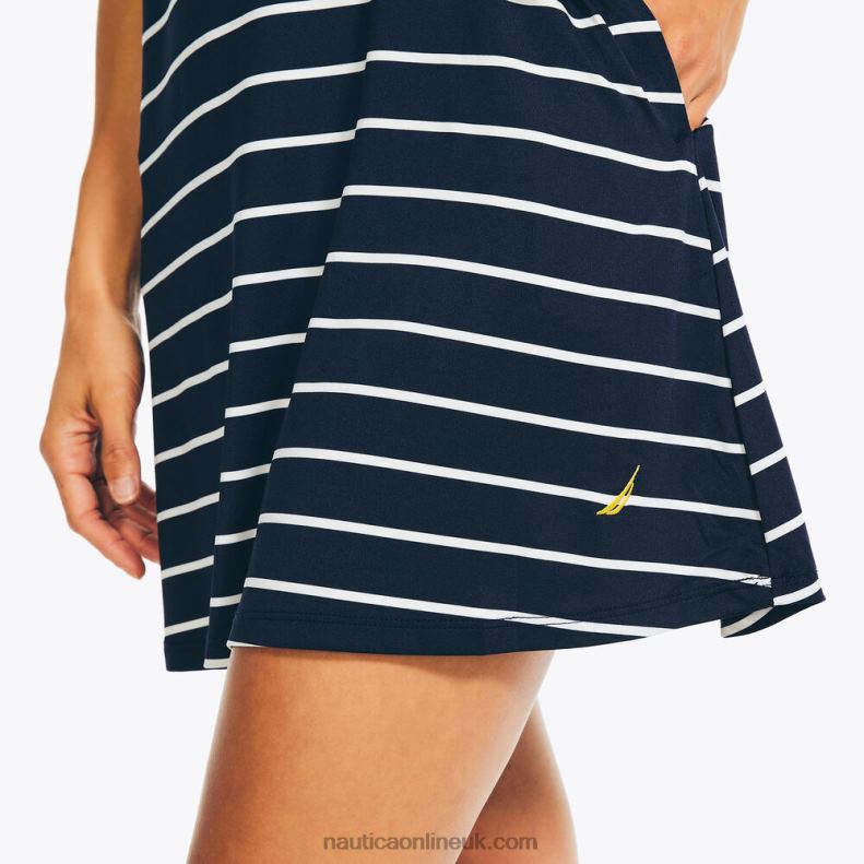 Nautica Striped Swim Cover-Up Dress L6J4L976 Stellar Blue Heather Women