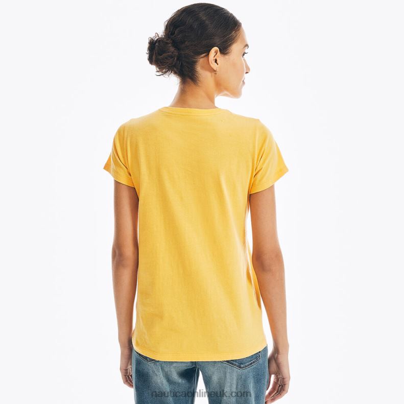 Nautica Chest-Stripe Graphic T-Shirt L6J4L1008 Golden Apricot Women
