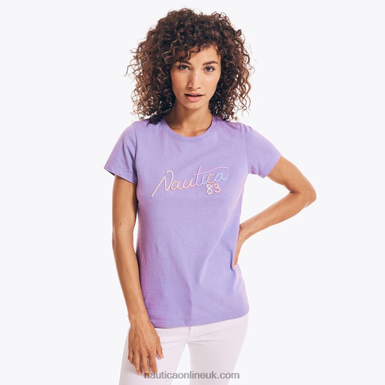Nautica Embroidered 83 Graphic T-Shirt L6J4L803 Ocean Violet Women