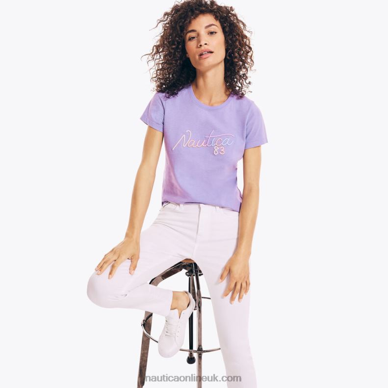 Nautica Embroidered 83 Graphic T-Shirt L6J4L803 Ocean Violet Women