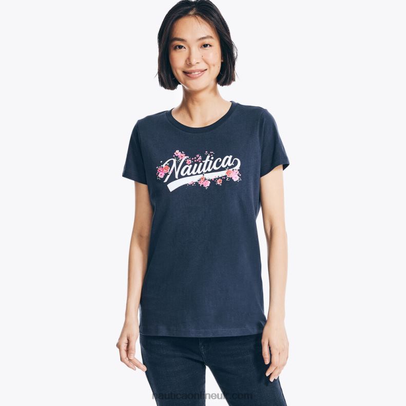 Nautica Floral Logo Graphic T-Shirt L6J4L998 Stellar Blue Heather Women