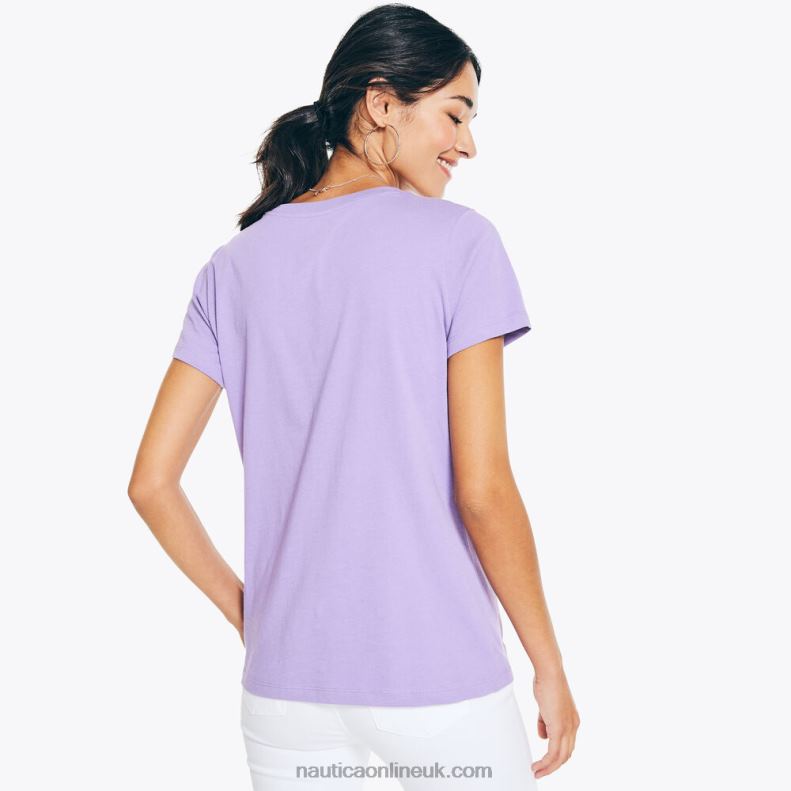 Nautica J-Class Glitter Puff Logo Graphic T-Shirt L6J4L1029 Ocean Violet Women