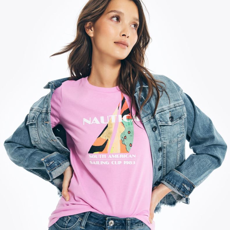 Nautica J-Class Logo Graphic T-Shirt L6J4L808 Electric Purple Women
