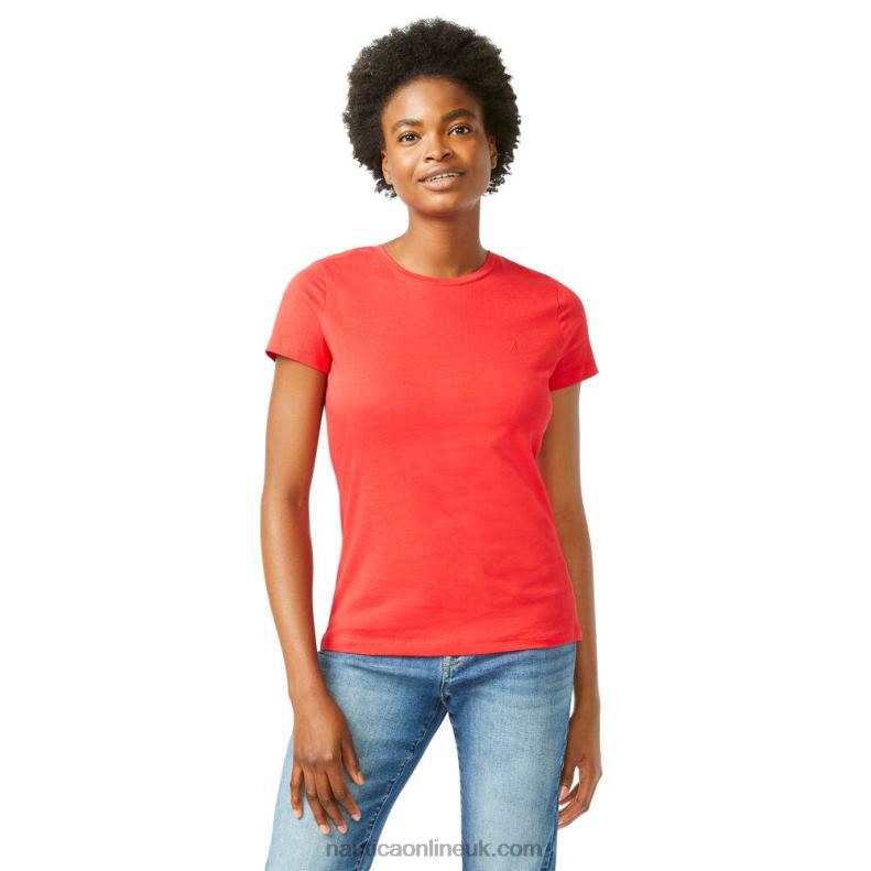 Nautica Solid Crewneck T-Shirt L6J4L1042 Tomales Red Women