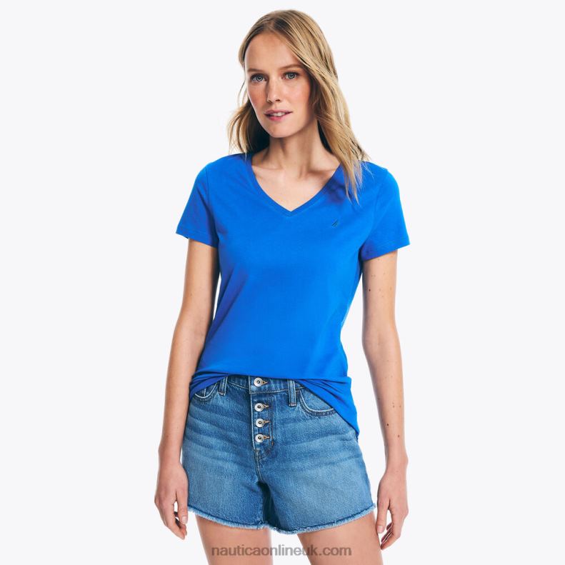 Nautica Solid V-Neck T-Shirt L6J4L739 Star Sapphire Women