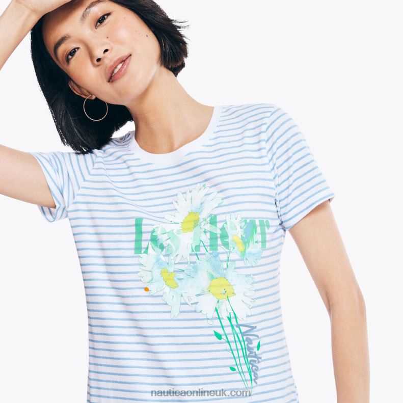 Nautica Striped Puff Graphic T-Shirt L6J4L972 Bright White Women