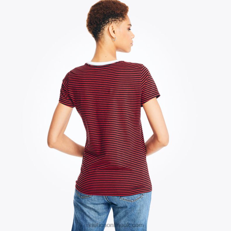 Nautica Striped Sailing Graphic T-Shirt L6J4L865 Tomales Red Women