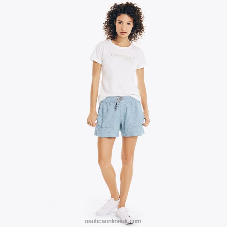 Nautica Studded Logo Crewneck T-Shirt L6J4L741 Bright White Women