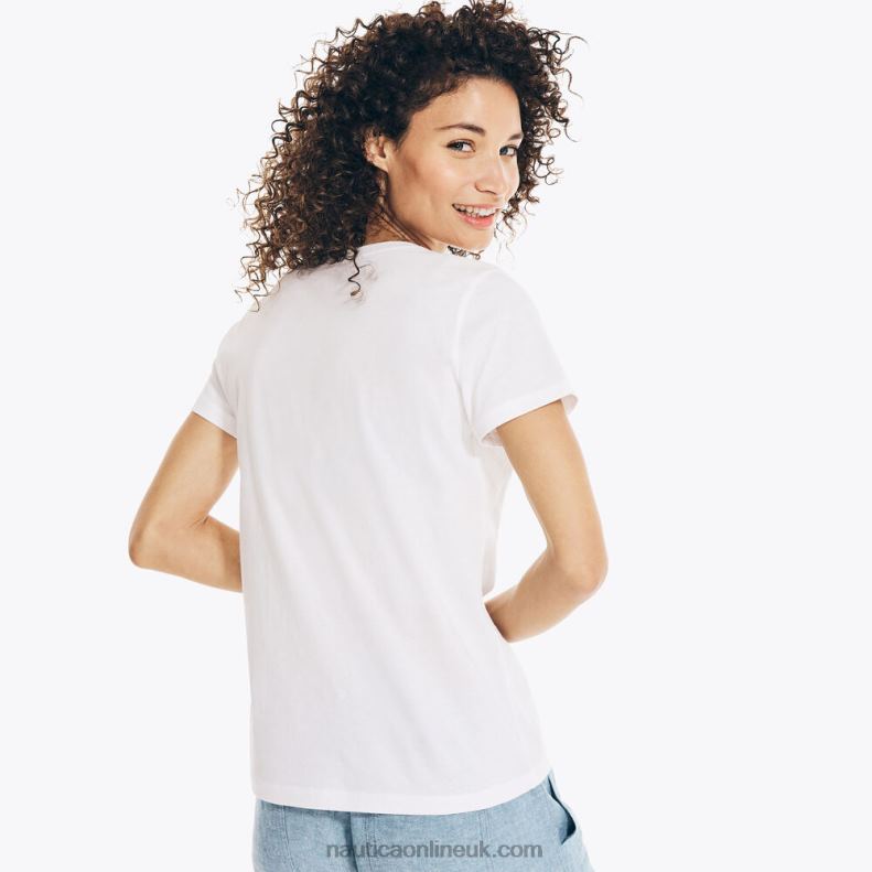 Nautica Studded Logo Crewneck T-Shirt L6J4L741 Bright White Women