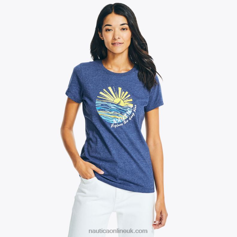 Nautica Sustainably Crafted Beach Days Puff Graphic T-Shirt L6J4L991 Rolling River Wash Women