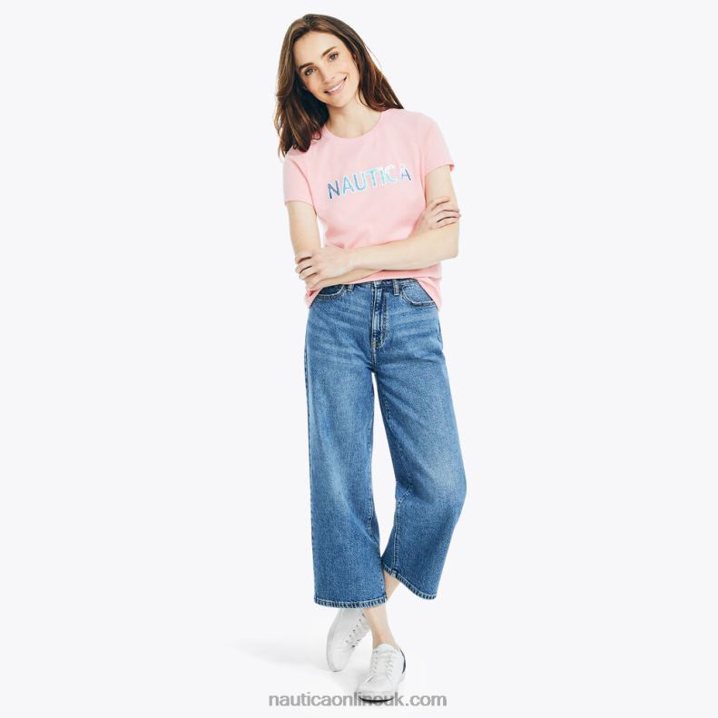 Nautica Sustainably Crafted Embroidered Logo Graphic T-Shirt L6J4L1013 Prism Pink Women