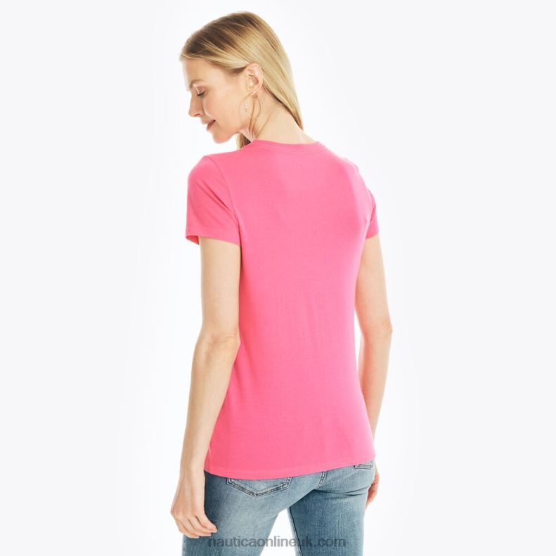 Nautica Sustainably Crafted Floral Foil Logo Graphic T-Shirt L6J4L795 Cabana Pink Women