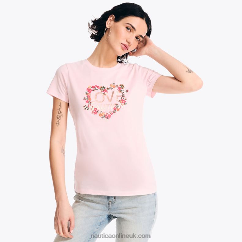 Nautica Sustainably Crafted Floral Foil Logo Graphic T-Shirt L6J4L921 Crimson Women