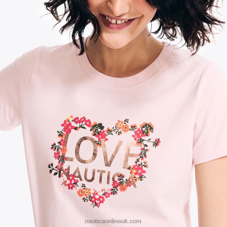 Nautica Sustainably Crafted Floral Foil Logo Graphic T-Shirt L6J4L921 Crimson Women