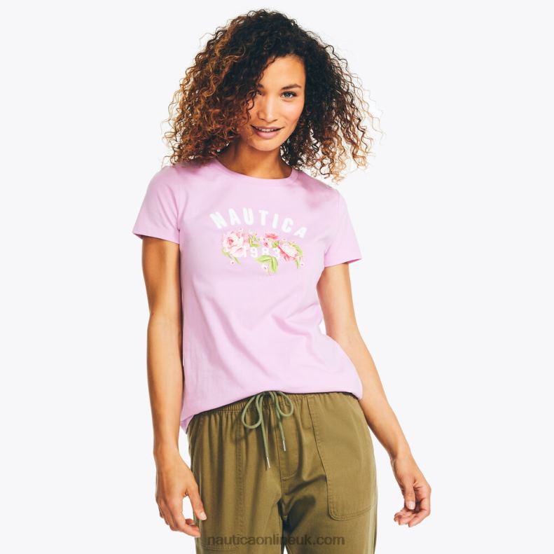 Nautica Sustainably Crafted Floral Logo Graphic T-Shirt L6J4L812 Electric Purple Women