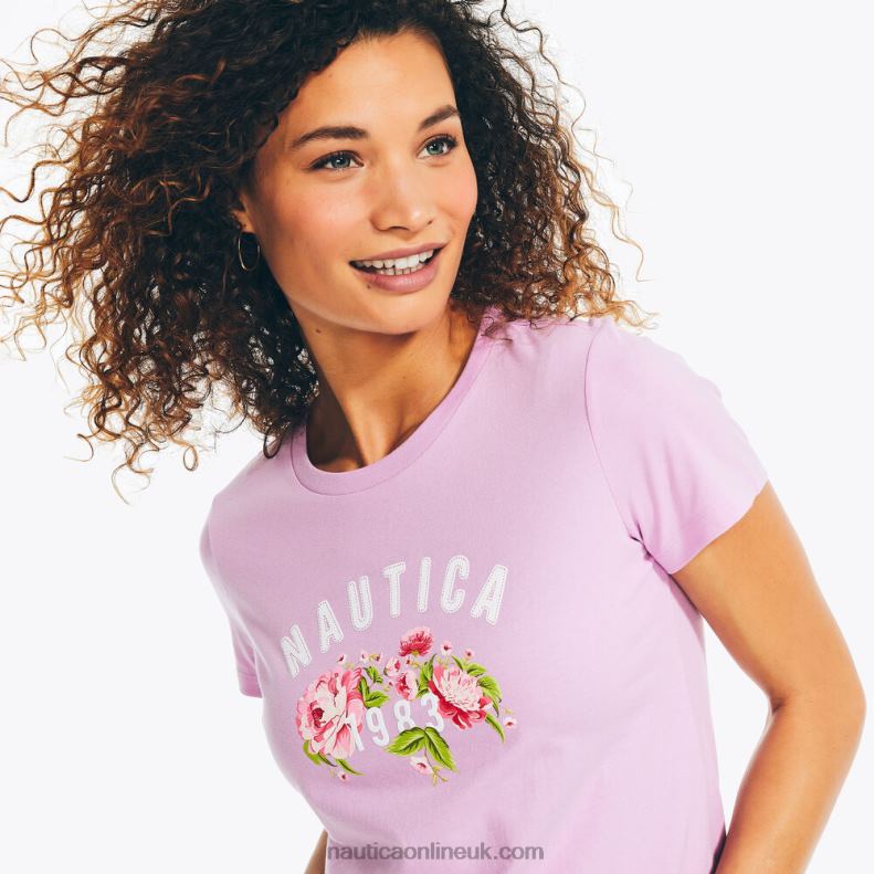 Nautica Sustainably Crafted Floral Logo Graphic T-Shirt L6J4L812 Electric Purple Women