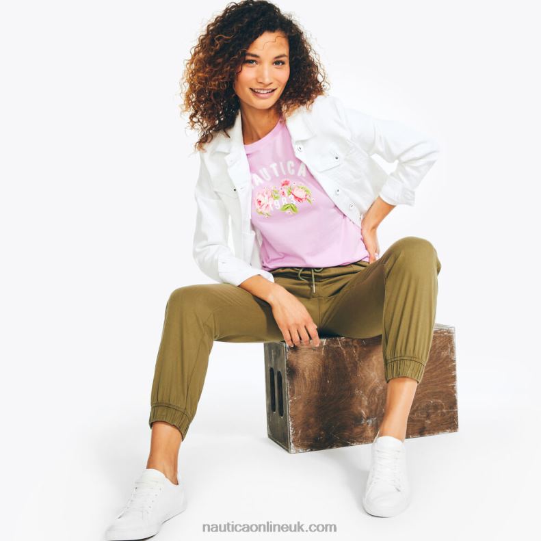 Nautica Sustainably Crafted Floral Logo Graphic T-Shirt L6J4L812 Electric Purple Women