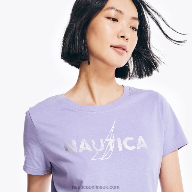 Nautica Sustainably Crafted Foil J-Class Graphic T-Shirt L6J4L1010 Ocean Violet Women