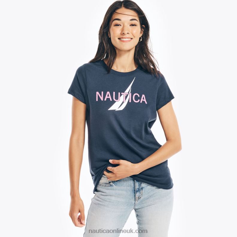 Nautica Sustainably Crafted Foil J-Class Graphic T-Shirt L6J4L1050 Stellar Blue Heather Women