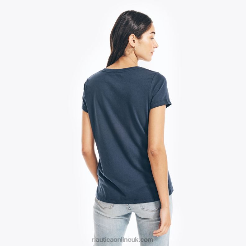 Nautica Sustainably Crafted Foil J-Class Graphic T-Shirt L6J4L1050 Stellar Blue Heather Women