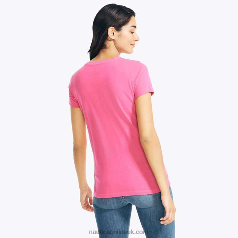 Nautica Sustainably Crafted Foil Logo Graphic T-Shirt L6J4L1025 Bow Burgundy Women