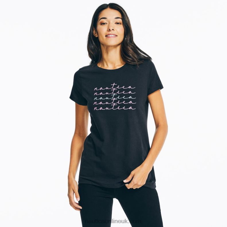 Nautica Sustainably Crafted Glitter Graphic T-Shirt L6J4L769 True Black Women