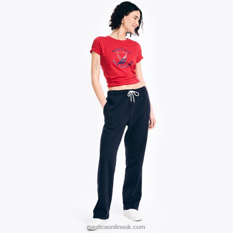 Nautica Sustainably Crafted Glitter Logo Graphic T-Shirt L6J4L801 Tomales Red Women