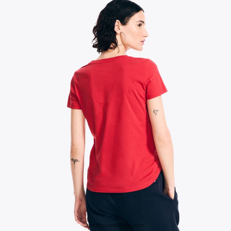 Nautica Sustainably Crafted Glitter Logo Graphic T-Shirt L6J4L801 Tomales Red Women