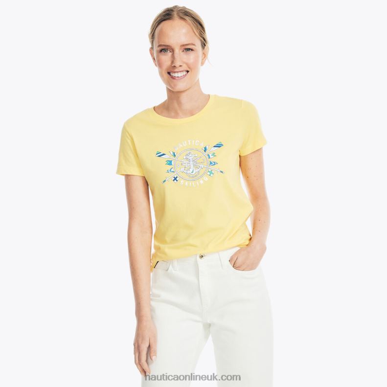 Nautica Sustainably Crafted Heritage Foil Logo Graphic T-Shirt L6J4L811 Soft Yellow Women