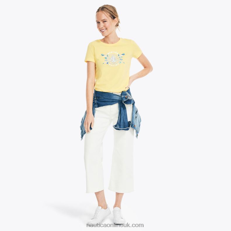 Nautica Sustainably Crafted Heritage Foil Logo Graphic T-Shirt L6J4L811 Soft Yellow Women