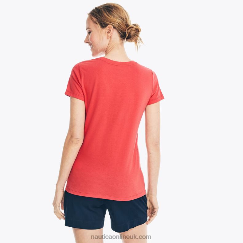 Nautica Sustainably Crafted Heritage Foil Logo Graphic T-Shirt L6J4L967 Tomales Red Women