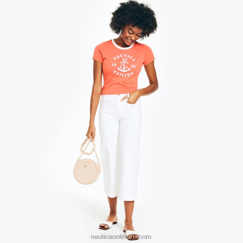 Nautica Sustainably Crafted Heritage Sailing Graphic T-Shirt L6J4L955 Tomato Women