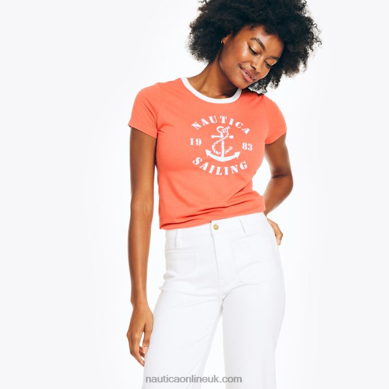 Nautica Sustainably Crafted Heritage Sailing Graphic T-Shirt L6J4L955 Tomato Women