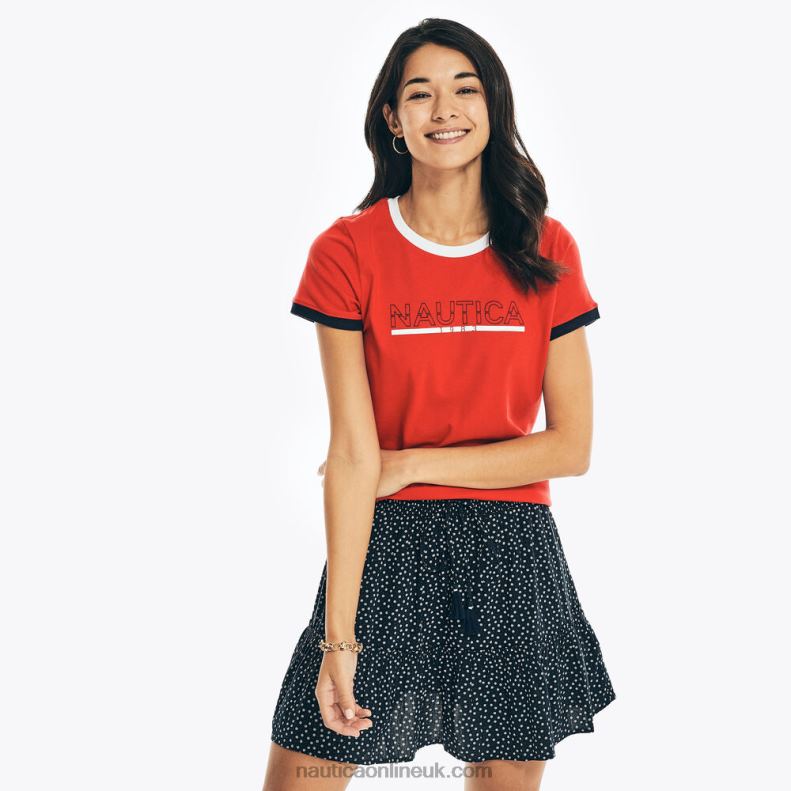Nautica Sustainably Crafted Logo Graphic T-Shirt L6J4L932 Tomales Red Women