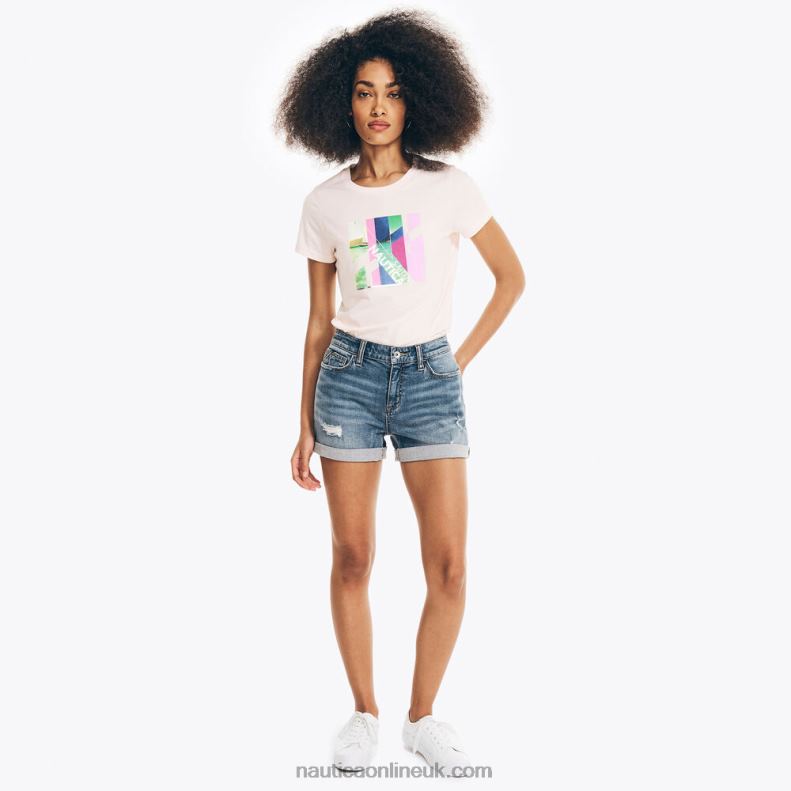 Nautica Sustainably Crafted Ocean Photo Foil Graphic T-Shirt L6J4L867 Bow Burgundy Women