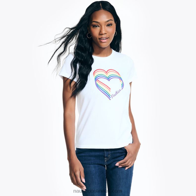Nautica Sustainably Crafted Pride Logo T-Shirt L6J4L128 Bright White Women