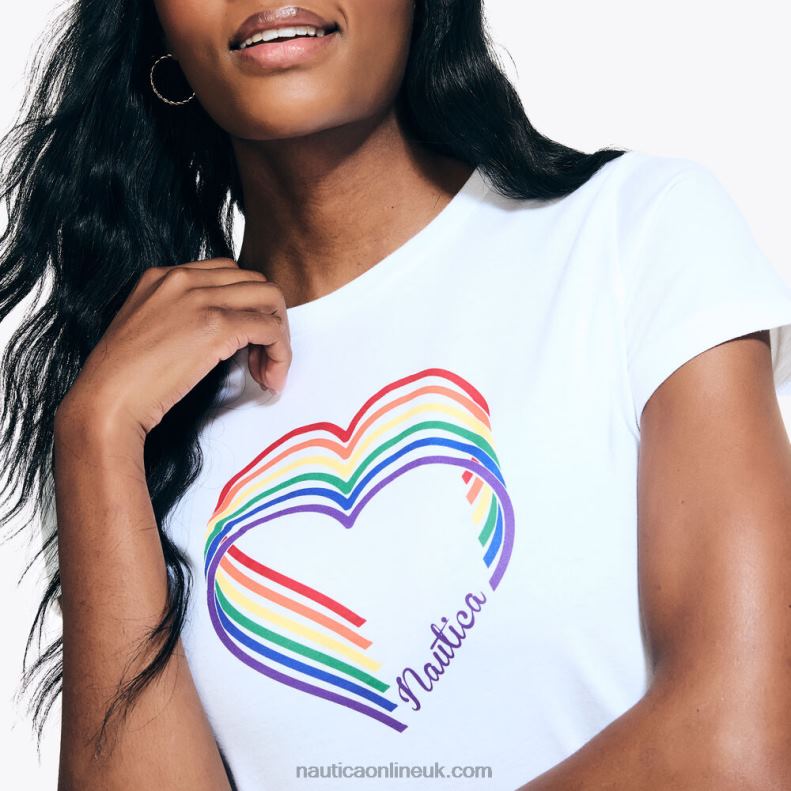 Nautica Sustainably Crafted Pride Logo T-Shirt L6J4L128 Bright White Women