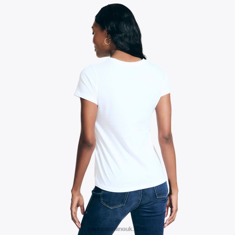 Nautica Sustainably Crafted Pride Logo T-Shirt L6J4L128 Bright White Women