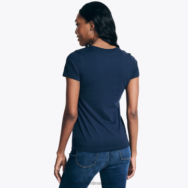 Nautica Sustainably Crafted Pride Logo T-Shirt L6J4L966 Stellar Blue Heather Women