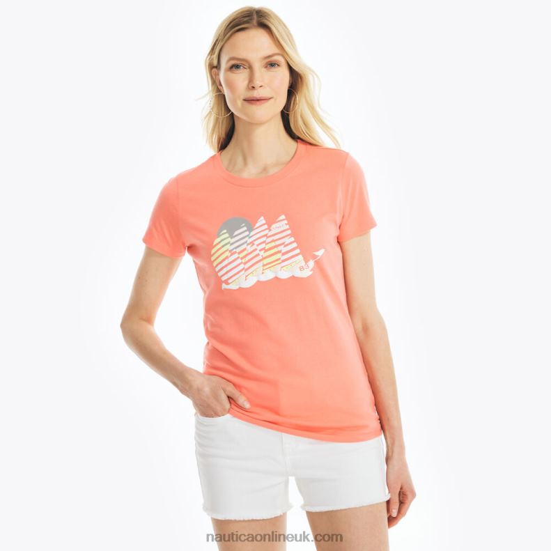 Nautica Sustainably Crafted Sailboat Graphic T-Shirt L6J4L946 Sugar Coral Women