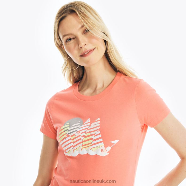 Nautica Sustainably Crafted Sailboat Graphic T-Shirt L6J4L946 Sugar Coral Women