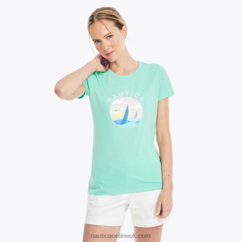 Nautica Sustainably Crafted Sailing Graphic T-Shirt L6J4L806 Mint Spring Women