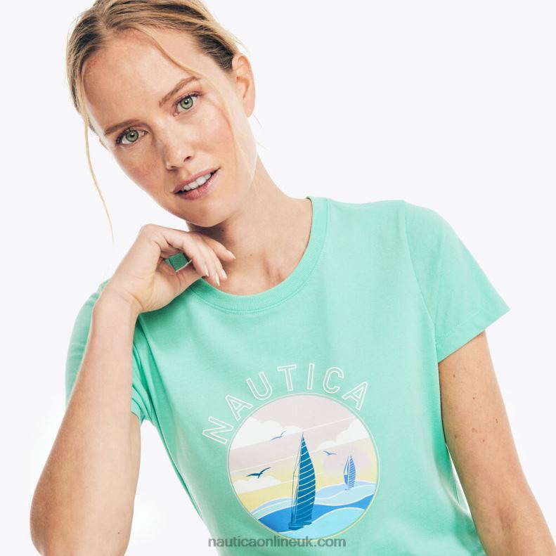 Nautica Sustainably Crafted Sailing Graphic T-Shirt L6J4L806 Mint Spring Women